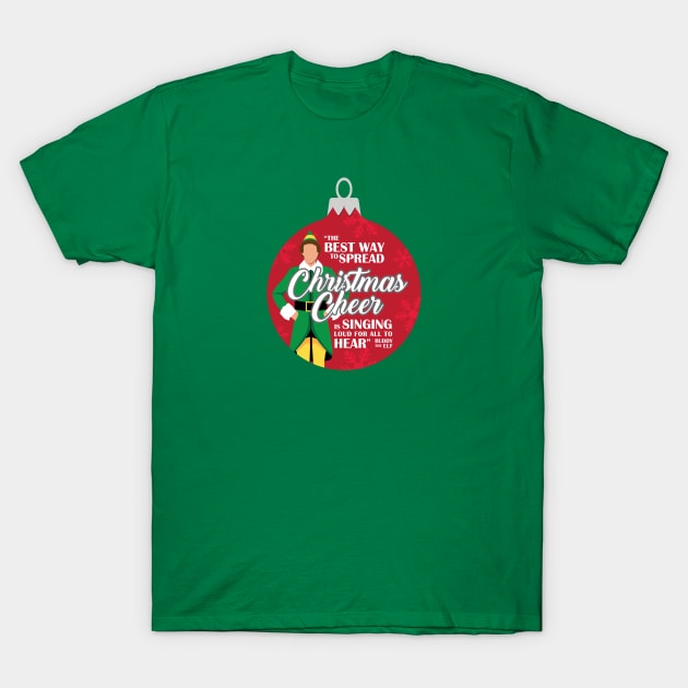 Elf Christmas Cheer Red Ornament T-Shirt by ZZDeZignZ